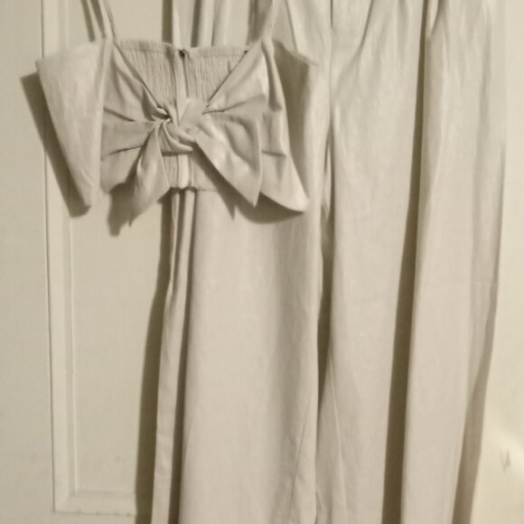 Jason Wu 2-PC Crop Top PantSuit (L) TAN w/gold flecks shines NWT - Picture 3 of 15